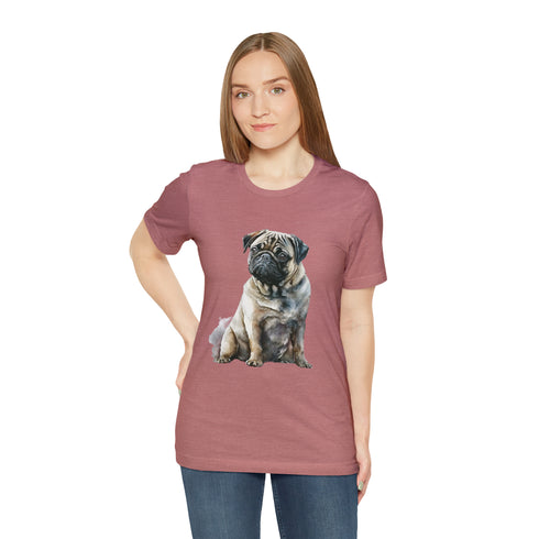 Loving Pug in Watercolor - Short Sleeve Tee